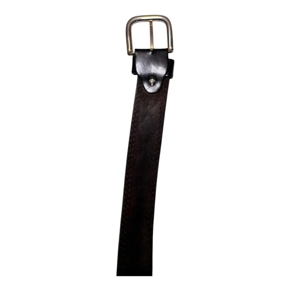 Vintage‎ Italian Leather Aztec Pattern Belt Black Vero Cuoio Men’s Size 40
